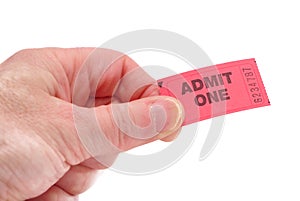 Hand Holding Admit One Ticket