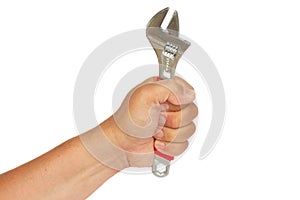 Hand holding ajustable spanner