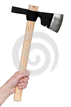 Hand holding an ax