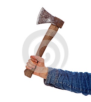 Hand holding axe