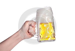 Hand holding beer making a toast