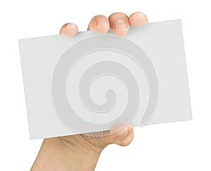Hand Holding Blank Card Isolated