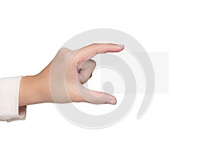 Hand holding blank namecard