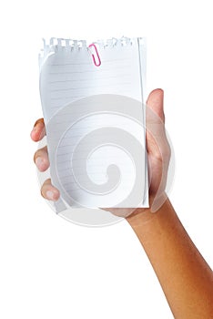 Hand holding blank papers
