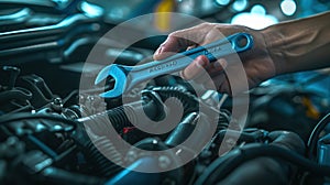 The hand with wrench.AI generated image