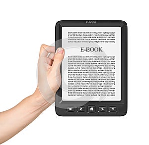 Hand holding Board on e-book reader