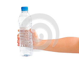 Hand holding a bottle of water
