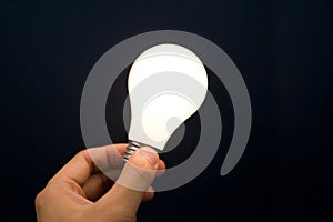Hand holding a Bright Light Bulb