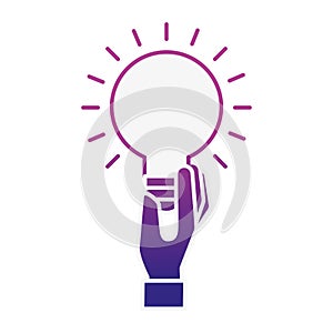 Hand holding bulb idea creativity symbol
