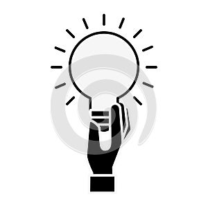 Hand holding bulb idea creativity symbol