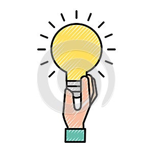 hand holding bulb idea creativity symbol