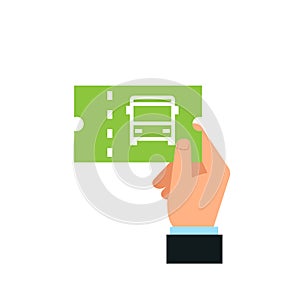 Hand holding bus ticket