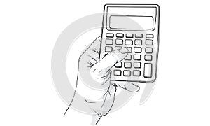 Hand holding calculater vector