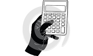 Hand holding calculater vector