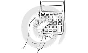 Hand holding calculater vector