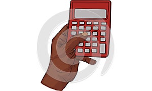 Hand holding calculater vector