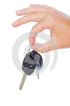 Hand holding a car keys