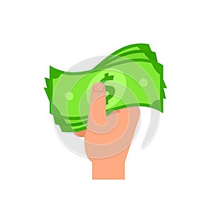 Hand holding cash money icon