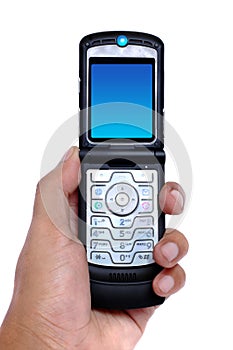 Hand holding a cell phone