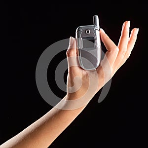 Hand holding cell phone