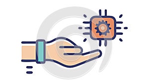Hand Holding Chip Semiconductor Technology Icon, vector design Generative AI
