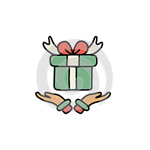 hand holding a chrismast gift