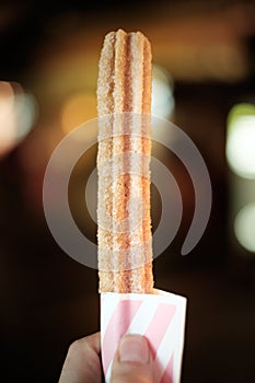 Hand Holding Churro Dessert