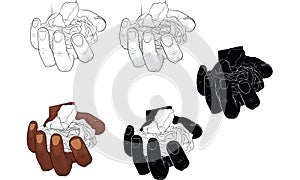 Hand holding cigarette, hand activity, vector