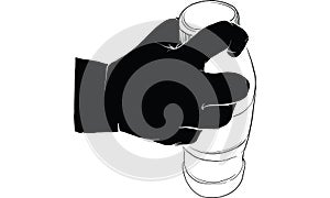 Hand holding cigarette, hand activity, vector