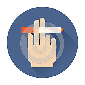 Hand holding a cigarette icon