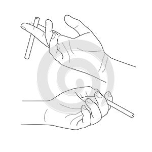 Hand holding a cigarette, vector illustration