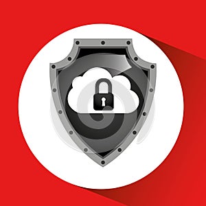 Hand holding cloud security shield data