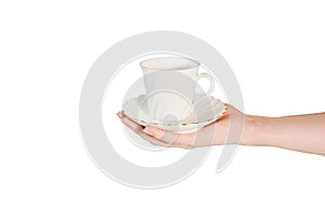 Hand holding coffee cup
