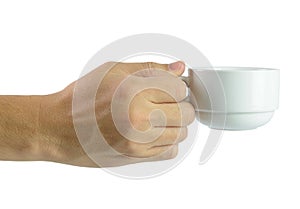 Hand holding coffee cup