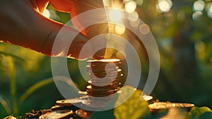 The Hand Holding Coins.AI generated image