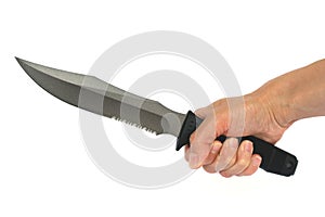 Hand holding a combat knife photo