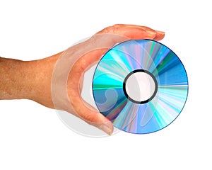 Hand holding compact disc
