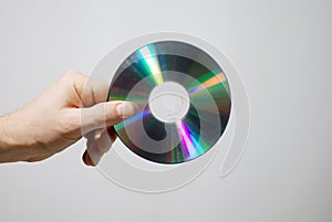 Hand holding compact disk/DVD