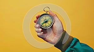 A hand holding a compass.AI generated image