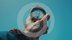 The hand holding the compass.AI generated image