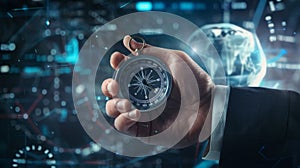 A Hand Holding a Compass. AI generated
