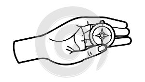 Hand Holding a Compass, Navigation and Exploration Guide, vector design Generative AI