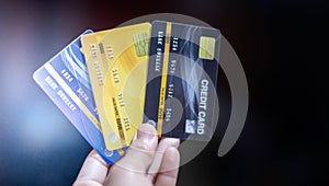Hand holding credit card, The credit card prepare for customer and entrepreneur using for online shopping, e-commerse, business