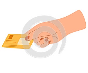 Hand holding credit card or debit card. Credit card money financial security for online shopping or online payment credit