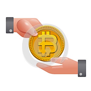 Hand holding Cryptocurrency Bitcoin