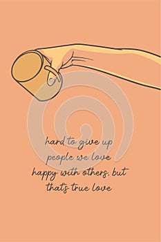 Hand holding cup motivation concept vector illustration