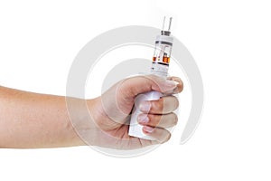 Hand holding e-cigarette