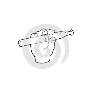 Hand holding e-cigarette icon, outline style