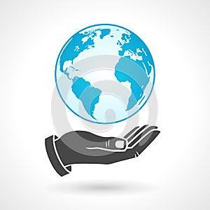 Hand Holding Earth Globe Symbol