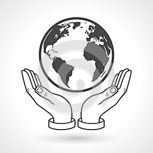 Hand Holding Earth Globe Symbol